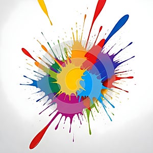 a colorful rainbow colored splash of paint is shown with a white background