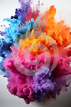 colorful rainbow holi paint color powder explosion isolated white wide panorama background