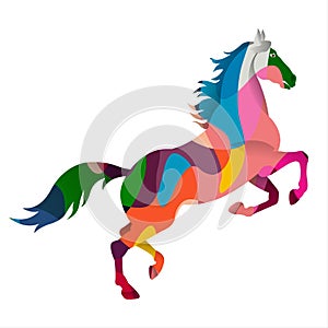 Colorful rainbow horse isolated on a white background.