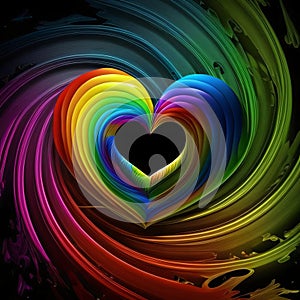 Colorful rainbow LGBT heart, with colorful paint stripe. Heart as a symbol of affection and love