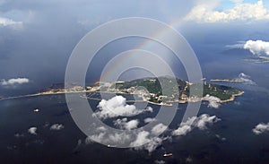 Colorful Rainbow over Hong Kong Dreamy Blue Sky Foamy Clouds Cotton Candy Wind Beneath My Wings Flying High Freedom