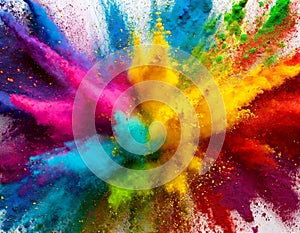 colorful rainbow paint color powder explosion