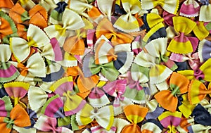 Colorful rainbow pasta bows