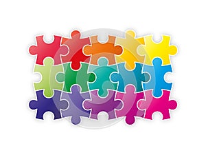 Colorful rainbow puzzle pieces forming a square