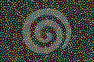 Colorful rainbow sprinkles, illustration on black background