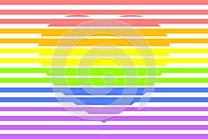 Colorful rainbow striped heart LGBTQ colors, on white transparent background.