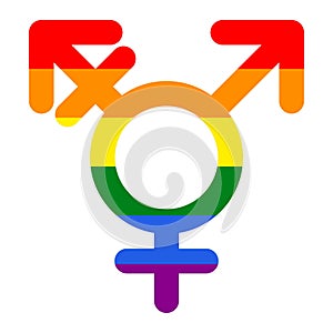 Colorful rainbow transgender symbol isolated on white background. transsexual LGBT flag icon. Vector illustration
