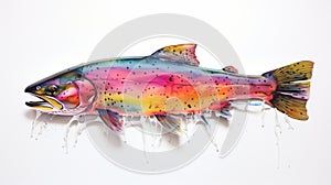 Colorful Rainbow Trout Sculpture With Layered Translucency