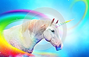 Colorful rainbow unicorn horse