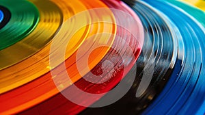 A colorful rainbow of vinyl records representing the wide range of genres and artists available on the format