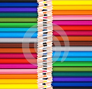 Colorful rainbow wooden pencils background, back to school, creativity concept photo