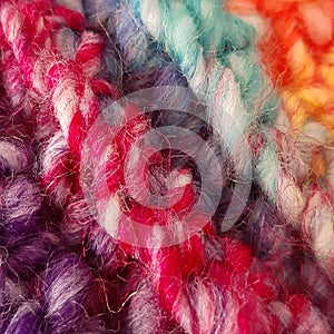 Colorful rainbow wool thread knit