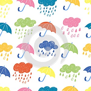 Colorful rainy seamless pattern.