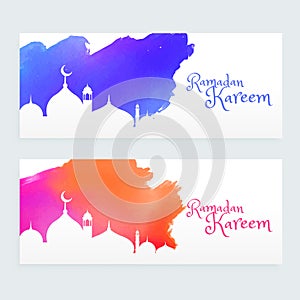 Colorful ramadan kareem islamic festival banners