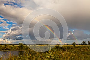 Colorful Ranibow over the falls and water