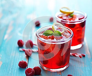 Colorful raspberry cocktail drink