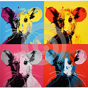 Colorful Rat Portraits In The Style Of Nick Walker And Toyen