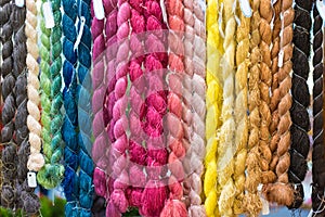 Colorful raw silk thread