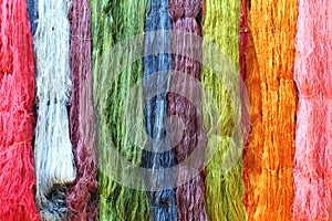 Colorful raw silk thread