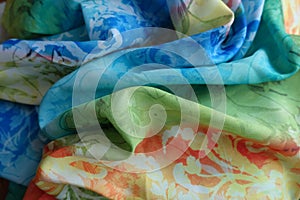 Colorful rayon fabric in soft folds photo