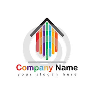 Colorful real estate home logo arrows