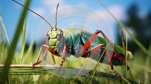 Colorful Realism: Captivating Cricket On Vibrant Grass