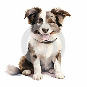 Colorful Realism Joyful Watercolor Illustration Of A Cute Dog