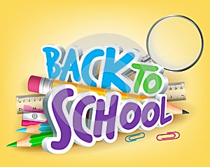 Colorful Realistic 3D Back to School Title Texts photo