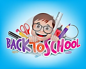 Colorful Realistic 3D Back to School Title Texts photo