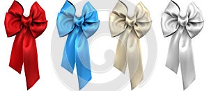 Colorful realistic satin bows isolated on white.