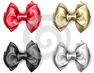 Colorful realistic satin bows isolated on white.