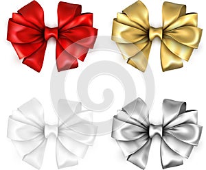 Colorful realistic satin bows isolated on white.