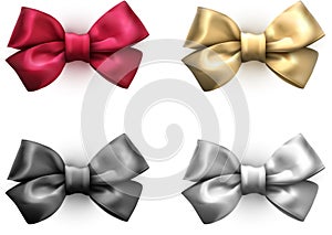 Colorful realistic satin bows isolated on white.