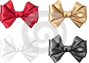 Colorful realistic satin bows isolated on white.