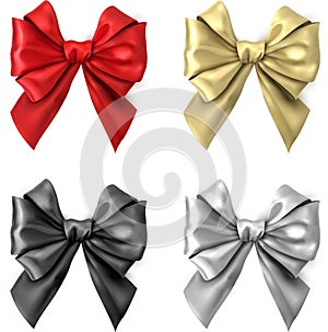 Colorful realistic satin bows isolated on white.