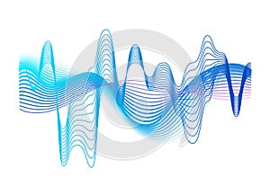 Colorful realistic sound waves amplitude vector graphic illustration. Colored gradient digital equalizer motion effect