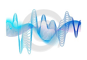 Colorful realistic sound waves amplitude vector graphic illustration. Colored gradient digital equalizer motion effect photo