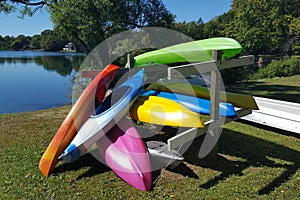 Colorful recreational kayaks