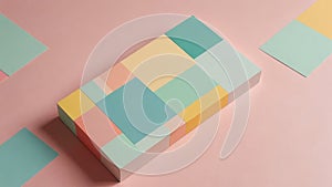 Colorful rectangular blocks arranged in a grid pattern on a pastel background