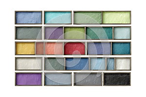 Colorful Rectangular Blocks Arranged in a Grid Pattern on a White Background