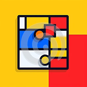 Colorful Rectangular Icon In Postmodern Abstraction Style