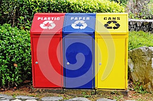 Colorful Recycle Bins photo