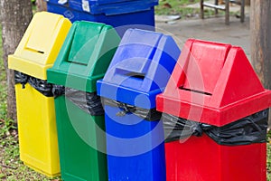 Colorful of recycle bins