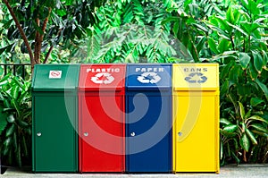 Colorful Recycling Bins photo