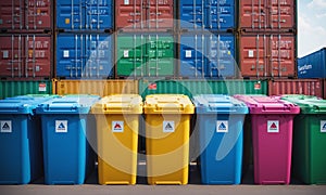 Colorful Recycling Bins at Container