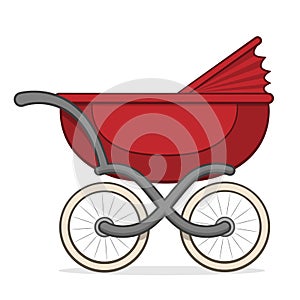 Colorful red buggy or baby carriage