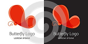 Colorful red butterfly logo template.