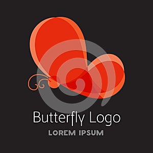 Colorful red butterfly logo template.