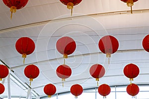 Colorful red Chinese lanterns for New Year for decorated