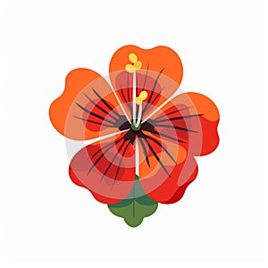 Colorful Red Flower Icon On White Background - Art Inspired By Tonga And Papua New Guinea